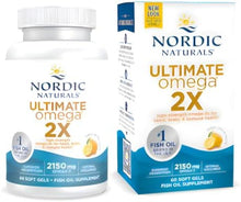 Cargar imagen en el visor de la galería, Cápsulas Nordic Naturals Ultimate Omega 2X, sabor a limón, 2,150 mg de omega-3, aceite de pescado de alta potencia, con EPA y DHA, promueve la salud cerebral y cardíaca, sin OMG
