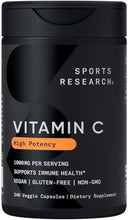 Cargar imagen en el visor de la galería, Vitamina C 1000 mg | 240 Cápsulas Vegetales | Sin Gluten | Sin Soya | Sports Research
