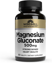 Cargar imagen en el visor de la galería, Gluconato de Magnesio 500 mg | 90 Tabletas | Sin Azúcar | Sin Gluten | Windmill
