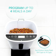 Cargar imagen en el visor de la galería, Alimentador automático de mascotas, dispensador de comida para perro y gato – Contiene alarmas de distribución, control de porciones, grabación de voz, temporizador programable hasta 4 comidas al día
