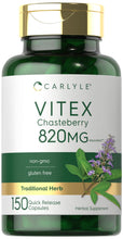Cargar imagen en el visor de la galería, Suplemento de sauzgatillo Carlyle Vitex | 820mg | 150 Capsulas | Vitex Agnus-Castus Fruta para Mujer | Sin OGM, sin gluten
