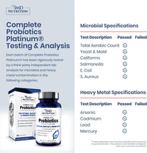 Cargar imagen en el visor de la galería, 1MD Nutrition Complete Probiotics Platinum | 51 Mil Millones UFC | 11 Cepas | 30 Cápsulas | Sin Lácteos
