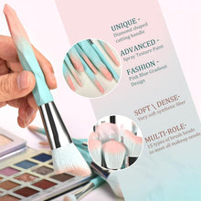 Cargar imagen en el visor de la galería, Kit Brochas Maquillaje + Esponjas Degradado Rosa Azul | Cerdas Sintéticas | Sin Crueldad | Uso Profesional

