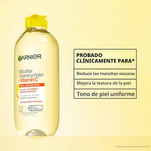 Cargar imagen en el visor de la galería, Garnier SkinActive Agua Micelar Vitamina C | 13.5 fl oz | Limpia + Desmaquilla + Ilumina | 1 Paso

