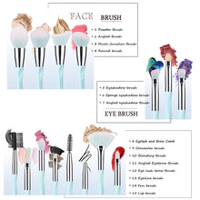 Cargar imagen en el visor de la galería, Kit Brochas Maquillaje + Esponjas Degradado Rosa Azul | Cerdas Sintéticas | Sin Crueldad | Uso Profesional
