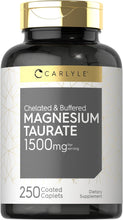 Cargar imagen en el visor de la galería, Carlyle Taurato de magnesio 1500 mg | 250 cápsulas | Quelatado y tamponado | Vegetariano, sin OMG, suplemento sin gluten
