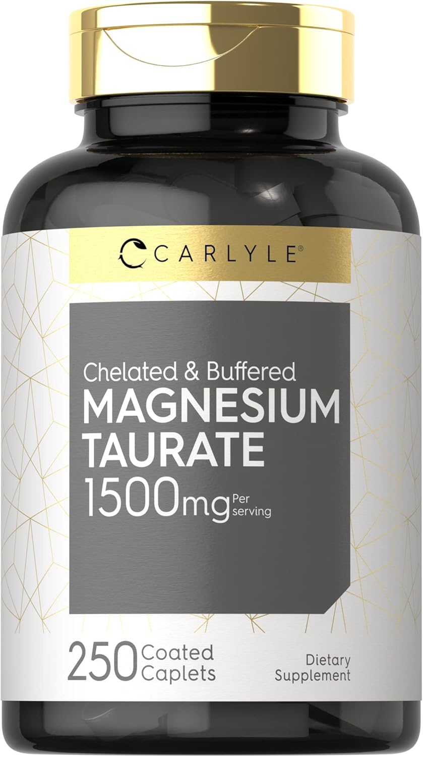 Carlyle Taurato de magnesio 1500 mg | 250 cápsulas | Quelatado y tamponado | Vegetariano, sin OMG, suplemento sin gluten