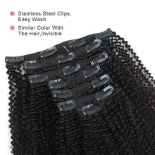Cargar imagen en el visor de la galería, ABH AmazingBeauty Extensiones Cabello Humano Remy | 7 Piezas 16" | Clip | Rizo 4B/4C | Negro Natural #1B | Doble Trama
