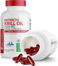 Cargar imagen en el visor de la galería, Aceite de Krill Antártico 2000 mg | Omega-3 + Astaxantina | 120 Cápsulas | Bronson
