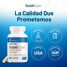 Cargar imagen en el visor de la galería, SciatiEase Labs | SciatiEase | Nervio Ciático | 12 Ingredientes | PEA + Ácido Alfa Lipoico 300mg + Benfotiamina | 120 Cápsulas | Certificado GMP
