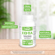 Cargar imagen en el visor de la galería, Supersmart - EDTA 1000mg al dia - Suplemento de EDTA disodico calcico | Sin OGM y sin gluten - 180 capsulas vegetarianas

