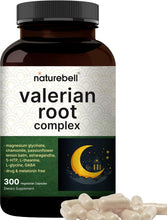 Cargar imagen en el visor de la galería, NatureBell Raíz de Valeriana 11 en 1 | 300 Cápsulas | Magnesio + Ashwagandha + 5-HTP + GABA | Sin Melatonina | Sueño y Relajación
