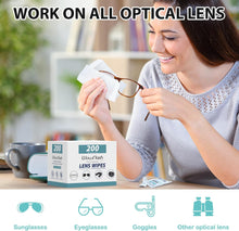 Cargar imagen en el visor de la galería, Toallitas Limpiadoras Individuales para Lentes – 200 Unidades, Sin Manchas ni Rayas, Ideal para Gafas, Lentes de Sol y Cámara
