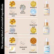 Cargar imagen en el visor de la galería, MIVIDA Trío Suéros Faciales | Vit C 20% + Ác. Hialurónico + Retinol 2.5% | 3x1 fl oz | Ilumina + Reafirma + Hidrata
