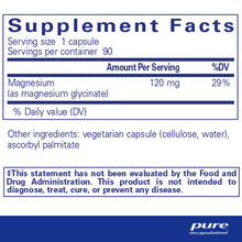 Cargar imagen en el visor de la galería, Pure Encapsulations Magnesium (Glycinate) - Suplemento para apoyar el alivio del estres, el sueño, la salud del corazon, los nervios, los musculos y el metabolismo* - con glicinato de magnesio - 90 capsulas
