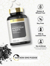 Cargar imagen en el visor de la galería, Carlyle Taurato de magnesio 1500 mg | 250 cápsulas | Quelatado y tamponado | Vegetariano, sin OMG, suplemento sin gluten
