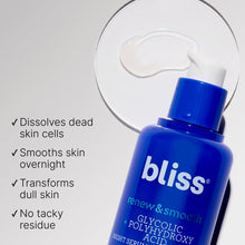 Cargar imagen en el visor de la galería, Bliss Renew &amp; Smooth Night Face Serum Aha Glicólico + Ácido
