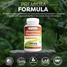 Cargar imagen en el visor de la galería, Best Naturals Picolinato De Cromo 1000mcg 240 Comprimidos
