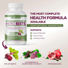 Cargar imagen en el visor de la galería, Beet Root Capsules 1500mg Organic Beet Root Powder + Vitamin

