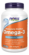 Cargar imagen en el visor de la galería, NOW Foods Omega-3 1000mg | 180 EPA / 120 DHA | Destilado Molecularmente | Sin Colesterol
