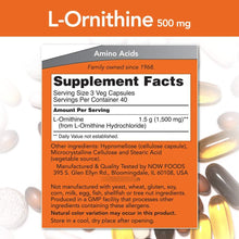 Cargar imagen en el visor de la galería, Now Suplementos L-ornitina Clorhidrato De L-ornitina 500 Mg
