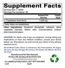 Cargar imagen en el visor de la galería, Best Naturals L-triptófano 1000 Mg 60 Comprimidos
