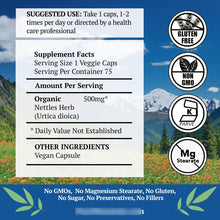 Cargar imagen en el visor de la galería, Stinging Nettle Leaf Cápsulas  75 Kosher Veggie Caps
