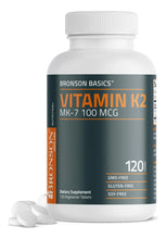 Cargar imagen en el visor de la galería, Bronson Vitamina K2 MK-7 100mcg | Menaquinona Biodisponible | Soporte Óseo | 120 Tabletas
