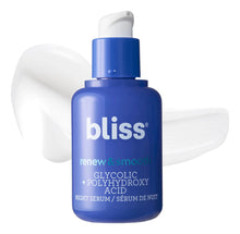 Cargar imagen en el visor de la galería, Bliss Renew &amp; Smooth Night Face Serum Aha Glicólico + Ácido
