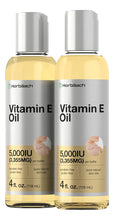 Cargar imagen en el visor de la galería, Horbäach Aceite Natural Vitamina E 5000 UI | Piel + Cabello + Cara | Pack 2x4oz | Vegetariano
