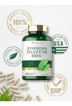 Cargar imagen en el visor de la galería, Carlyle Gymnema Sylvestre | 600 mg | 200 Cápsulas | Hierba Ayurvédica | Sin OMG | Sin Gluten | Probado en Laboratorio
