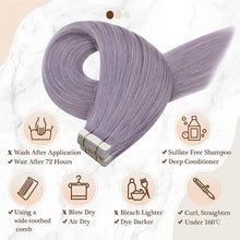 Cargar imagen en el visor de la galería, Joyoung Extensiones De Cabello Humano Con Cinta Color Morado

