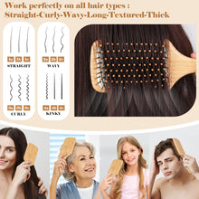 Cargar imagen en el visor de la galería, Cepillo Para El Cabello Cepillo De Bambú De Madera Natural Y
