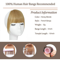 Cargar imagen en el visor de la galería, Ybymcai Flequillo Falso Con Clip Clip De Cabello Humano Real
