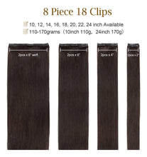 Cargar imagen en el visor de la galería, Extensiones Clip-In Doble Trama 100% Cabello Humano Remy | 8 Pcs 18 Clips | 10-22 Pulg | Grado AAAAA | Liso Sedoso
