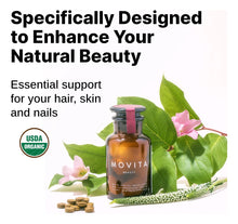 Cargar imagen en el visor de la galería, Movita Beauty Cabello Piel Uñas 30 Tabletas | Orgánico Fermentado | Vegano Sin Gluten
