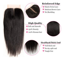 Cargar imagen en el visor de la galería, Amberhair Encaje Clousre Cabello Humano Recto 8a Brasileño
