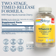 Cargar imagen en el visor de la galería, Solaray Vitamina C 1000mg Liberación Temporizada | Rosa Mosqueta + Acerola | 275 Cápsulas
