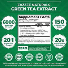 Cargar imagen en el visor de la galería, Zazzee Extracto De Té Verde Extra Fuerte 20:1 6000 Mg De
