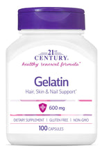 Cargar imagen en el visor de la galería, 21st Century Gelatina 600mg | 100 Cápsulas | Colágeno Natural | Cabello Piel Uñas Cartílago
