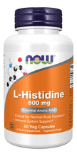 Cargar imagen en el visor de la galería, Now Foods L-histidina 600 Mg 60 Cápsulas Vegetales
