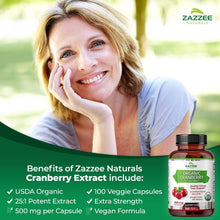 Cargar imagen en el visor de la galería, Zazzee Usda Organic Cranberry 25:1 Extracto 25:1 12500 Mg De
