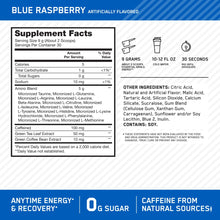 Cargar imagen en el visor de la galería, Optimum Nutrition Amino Energy | Pre-Entrenamiento | Caféna Natural 100mg + BCAA + Aminoácidos | 30 Porciones | Frambuesa Azul | 0g Azúcar
