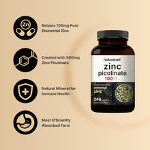Cargar imagen en el visor de la galería, Naturebell Picolinato De Zinc De Alta Potencia 100 Mg  240

