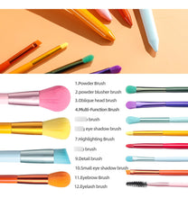 Cargar imagen en el visor de la galería, Bs-mall Brochas De Maquillaje Coloridas 12 Unids Juego De
