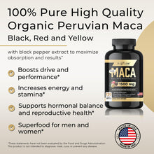 Cargar imagen en el visor de la galería, Cápsulas De Raíz De Maca Orgánica De 1500 Mg Hechas Con
