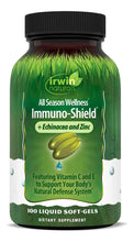 Cargar imagen en el visor de la galería, Irwin Naturals Immuno-Shield All Season Wellness 100 Cápsulas Blandas | Vitamina C + Zinc + Equíncea + Astrágalo + Aceite de Orégano | Inmunidad Todo el Año
