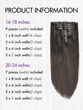 Cargar imagen en el visor de la galería, Luvme Hair Extensiones Cabello Humano Remy Clip | 22" | Negro Natural | 7-9 Piezas
