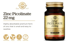 Cargar imagen en el visor de la galería, Solgar Picolinato De Zinc De 22 Mg 100 Tabletas Promueve Una
