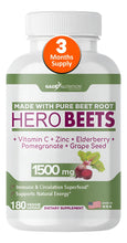 Cargar imagen en el visor de la galería, Beet Root Capsules 1500mg Organic Beet Root Powder + Vitamin
